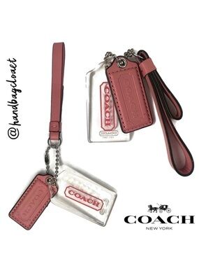 Coach Clear Rose Pink Leather Hangtag for Purse Bag